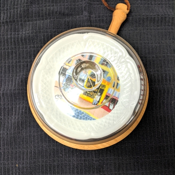 6 French Porcelain Appetizer Plates from France.  Cutting Board & Glass Lid. - Picture 3 of 12